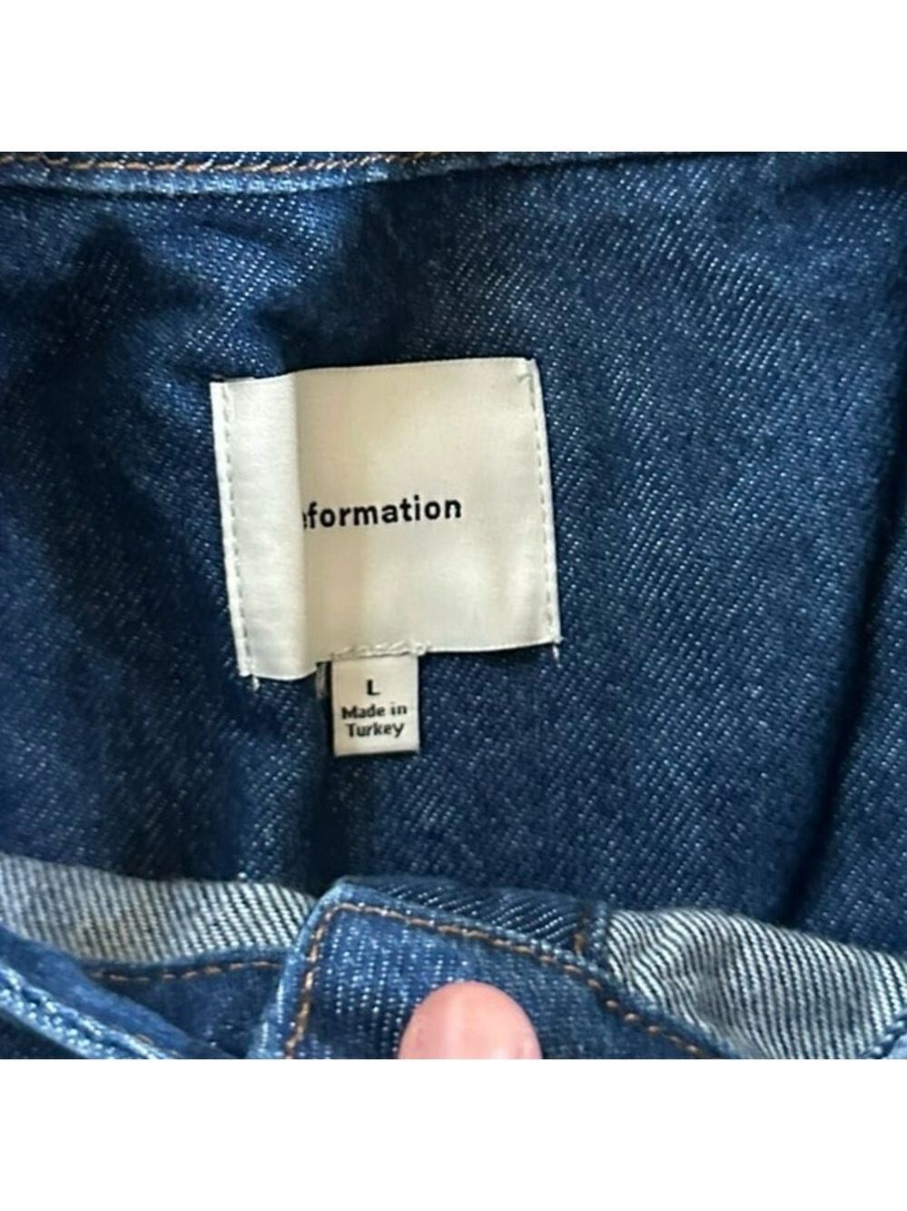Reformation Braxton Dark Blue Denim Jacket Size L NWT - Picture 8 of 14